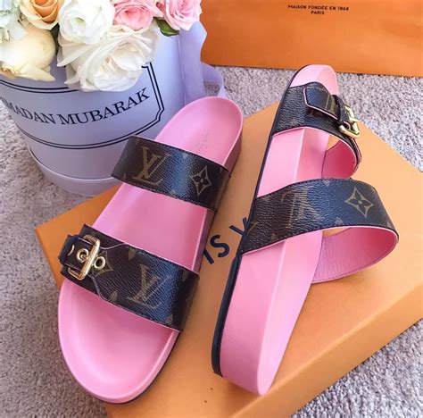 pink louis vuitton slides